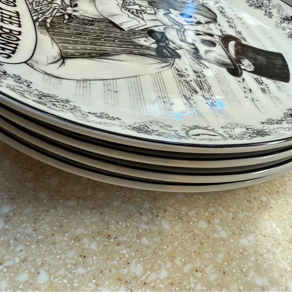 Eaton Fine Dining “Love You to the Bones”Skeleton Halloween Decorative Plates 4